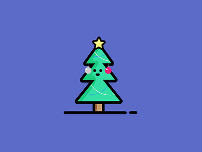 Christmas Tree bold bright character christmas cute decorate fun holiday icon illustration simple tree