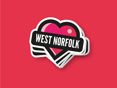 Love West Norfolk logo bold bright design heart icon illustration logo norfolk simple sticker vector