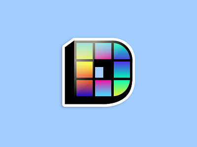 D bright disco gradients icon lettering logo sticker typography