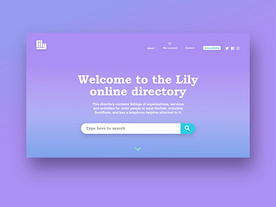 Lily web design brand concept design gradient logo purple simple ui ui design ux website