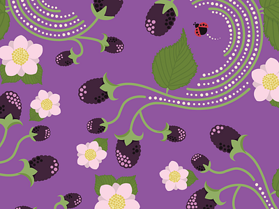 Blackberry Pattern blackberries floral illustration ladybug package pattern pattern