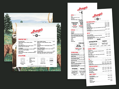 Arsaga's Drink & Toast Menu barista branding cafe deer drink drinks food graphic graphic menu grid menu menu design print design toast