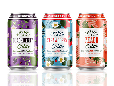 Harvest Series black apple blackberry branding can design can sleeve cider design harvest illustration package design package designer pattern pattern design peach strawberry