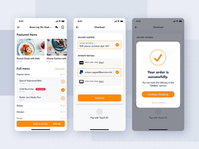 Checkout app screen UI Design for Food