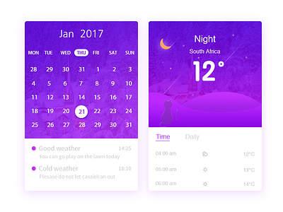 Calendar weather interfacedesign
