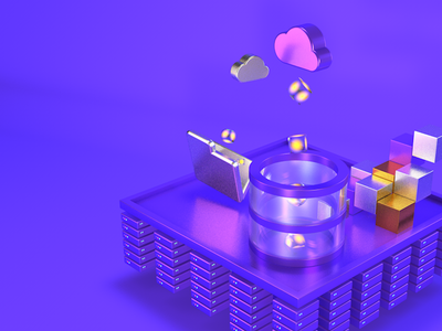 The platform of storage 3d c4d design illustration illustrator pc purple storage