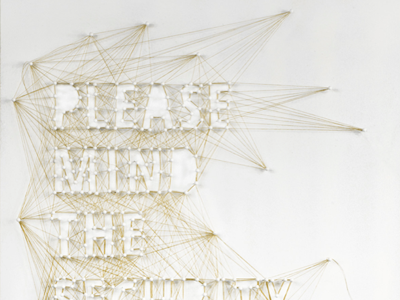 Please mind the security gap data security handmade illustration network typography yarn