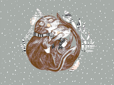 Good night little squirrel animal illustration love postcard realistic snow squirrels winter