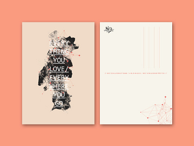 Everything you love | Postcard dots graphicdesign linoleum print love portugal postcard quotation quote typography wedding