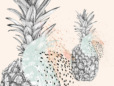 Graphic ananas ananas dots fruit graphic handdrawn illustration mint pattern pencil summer watercolor