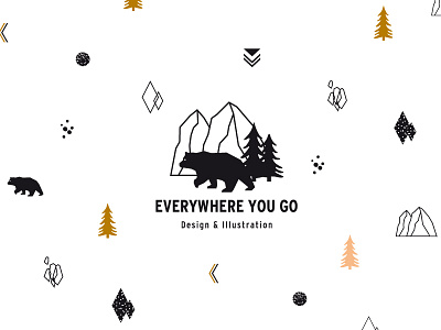 Everywhere you go – Corporate design bear branding corporate design graphic illustration label mountains pattern trees