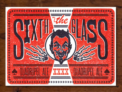 The Sixth Glass design letterpress postcard