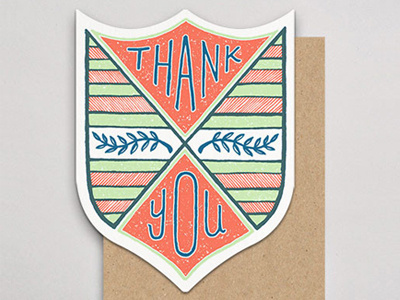 Thank You Badge badge card handlettered letterpress