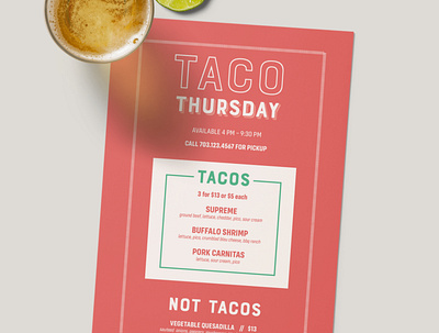 Taco Thursday Restaurant Menu brand design brand identity foodie menu card menu design minimalist mockups print design restaurant branding restaurant menu simple design tacos typography
