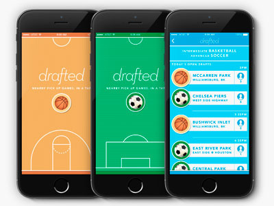 Drafted: Pick-up Games in a Tap app app design ios iphone mobile sports