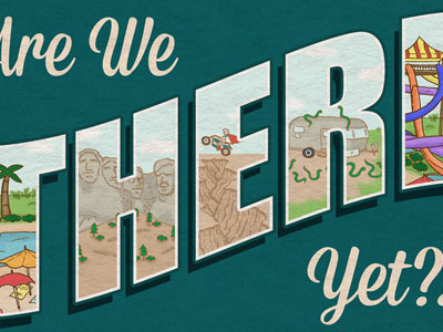 Are We There Yet?! board game design graphic design illustration map post card typography