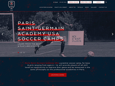 PSG Academy Soccer Camps Website camp collaboration community development digital education functionality identity interactive map sitemap sports summer ui ux web design website wireframes