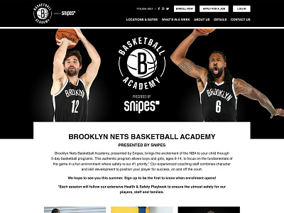 Brooklyn Nets Basketball Academy Website basketball branding case study collaboration community development digital education functionality identity interactive sitemap sports summer camp ui ux web design website wordpress youth