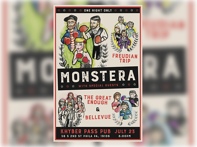 Monstera Gig Poster band design gig poster illustration monstera poster texture typography
