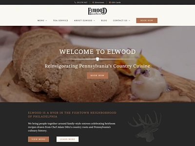 Elwood Restaurant Web Development coding design development digital elementor food frontend local business menu reservation restaurant sitemap tock ui ux video web design website wireframe wordpress