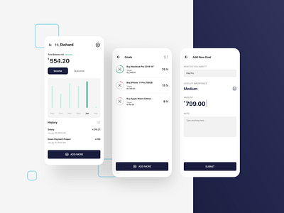 Financial Management App - Save your money android app app bank design finance goal income ios app manage management app mobile app money save ui uiux ux vector