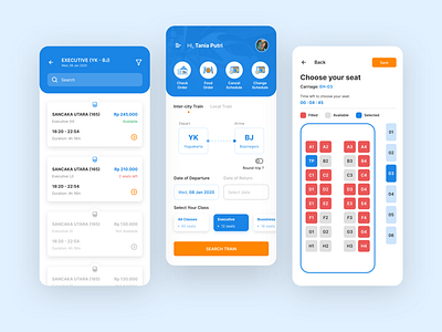 TRAIN TICKET App app blue clean design ios app journey minimal mobile app order seat ticket train transportation trip ui ui design uiux ux