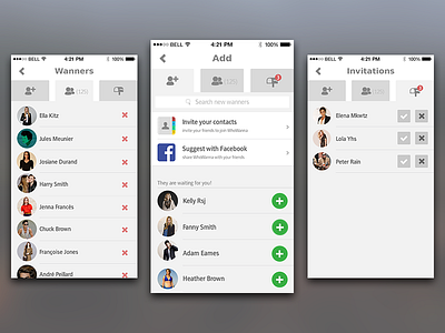 WhoWanna // Friends app ios7 iphone mobile navigate simple social ui