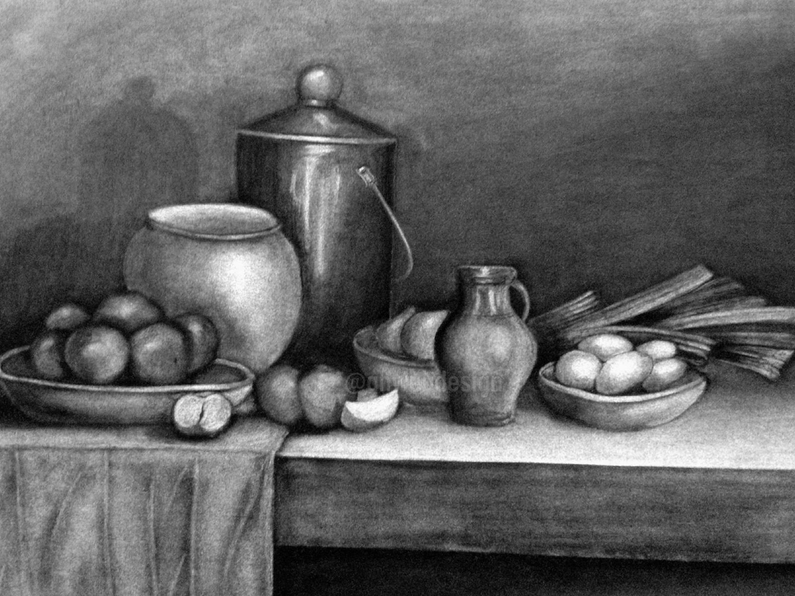 Charcoal drawing, Charcoal art, Still life drawing