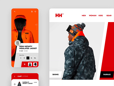 One shot a brand — Helly Hansen adobe xd app design e commerce interaction mobile app one shot a brand online store product design shop shopping cart ui ux