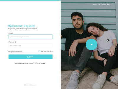 Equals logins page concept figma fonts login design login page login screen uidesign