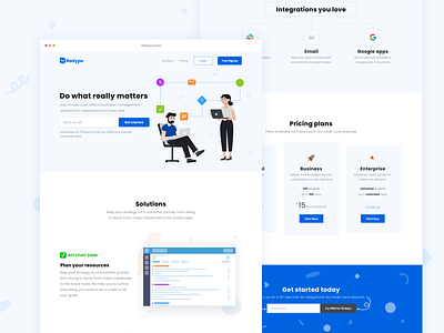 Landing page for Redypo cloud collaboration landing page management platform team task webdesign