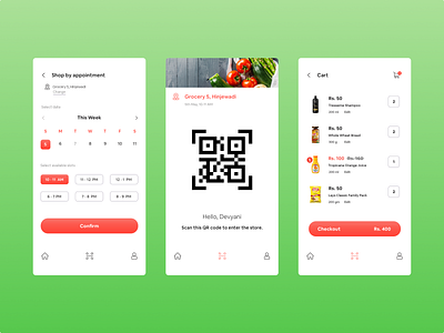 Contactless Retail Shopping app ui application appointment contactless figma figmadesign grocery app mobile app mobile ui retail shopping app shoppingcart ui ui design uiux