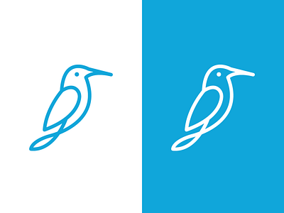 Kingfisher Monoline branding design flat icon illustration illustrator logo logoshape minimal vector