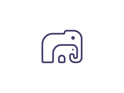 Monoline Elephant Symbol branding design flat icon illustration illustrator logo logos minimal vector