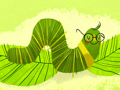 testing more: worm book worm illustration leaves worm