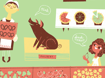 skillshare! food illustration market philadelphia philbert pig reading terminal market