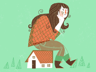 house sitter house illustration woman