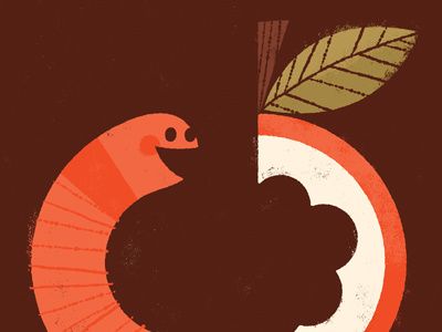 Parentheses worm apple illustration illustrated type