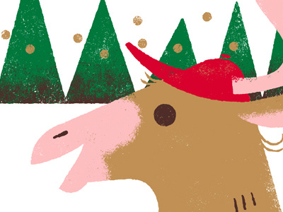 Reindeer Games hat illustration reindeer trees winter