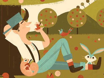Happy Johnny Appleseed Day! animals apples illustration johnny appleseed
