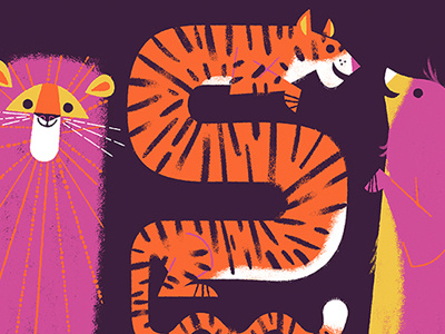 Lions and Tigers and Bears animals bear illustration lion tiger