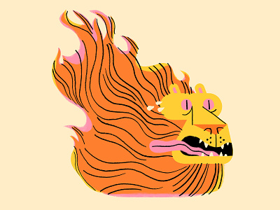 Lion Fire 🔥 fire illustration lion mixed media