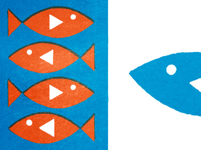 a different kind of fish blue fish geometric illustration orange shapes