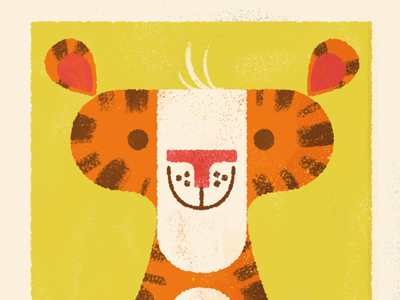 Happy Tiger geometric illustration limited palette tiger