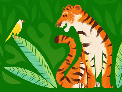Another Happy Tiger bird illustration jungle tiger