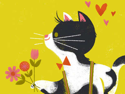 Dashing Kitty cat fancy gentlemant illustration limited palette