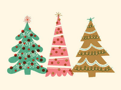 Trees trees trees! christmas decoration illustration limited palette trees