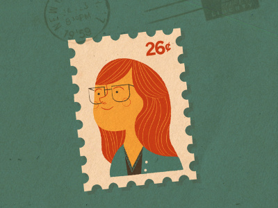 self-portrait stamp illustration stamp postage phil lately