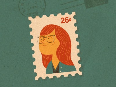 self-portrait stamp illustration phil lately postage stamp