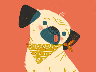 Sometimes I feel like a pug limited palette overlay printing pug dog anthropomorphizing illustration